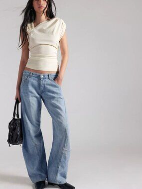 We The Free Highland Low-Rise Twisted Bowed Jeans